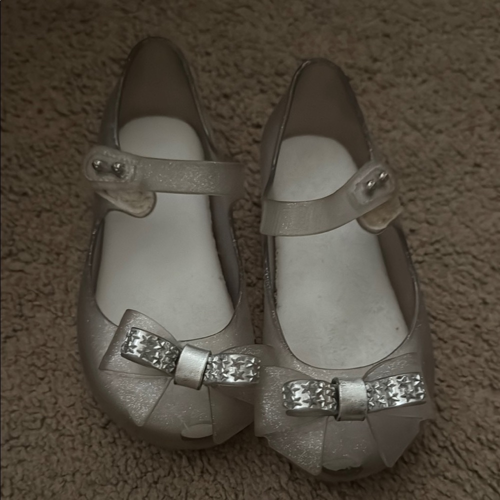 Mini Melissa Kids Glittery Mary Jane Shoes with Bow